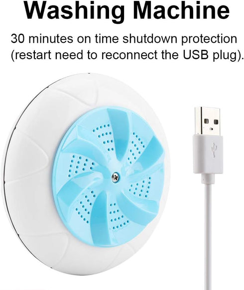 Portable Mini Washing Machine - 5.1in USB Ultrasonic Powered Turbo Washer with Suction Cups for Sink