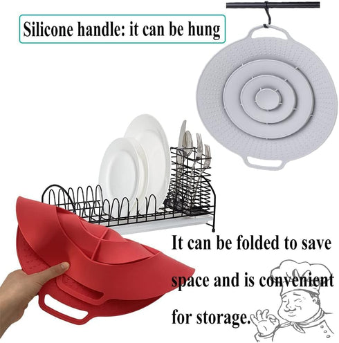 QTECLOR Pot Cover Spill Stopper Lid, Thicken Silicone Boil Over Safeguard, FDA Food Grade Cover for Pots 8" to 11.5"