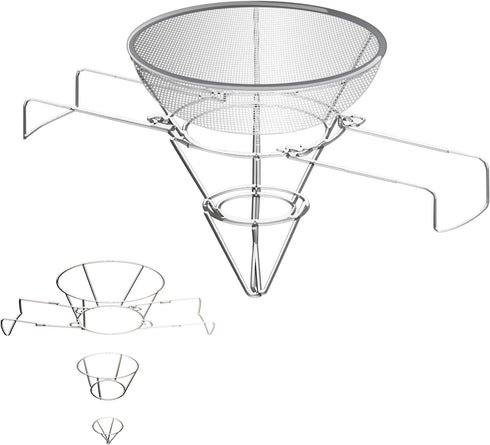 Fryer Oil Filter Stand - Cooking Oil Filter with Foldable Arm Design and Detachable Filtration Bowl