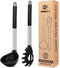 Silicone Pasta Fork and Ladle Spoon Set - Large Non Stick Kitchen Utensils for Cooking, Stirring & Serving