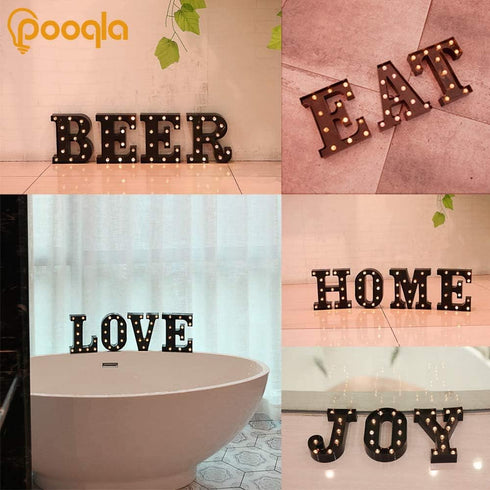 LED Illuminated Marquee Signs - Black Alphabet Letters Lights for Home Bar Decoration, Wedding, Birthday Party