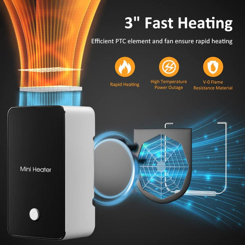 Personal Space Heater UCAN Portable Mini Electric Air Warmer for Room Office, Black