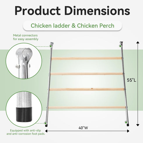 (55" 40" PETSFIT Square Chicken Roosting Perch, Perfect for Backyard Poultry, Chickens Perch for Coop, Easy