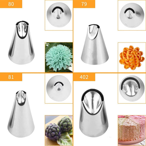 6 pcs Flower Piping Tips, Large Rose Petal Pastry Tips, Chrysanthemum Nozzles, Cupcake Decorating Tool for Tulip Baking