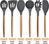 Kitchen Cooking Utensils Set, 6Pcs Silicone Gadgets with Wooden Handle, Heat Resistant Spatula, Ladle, Turner Set