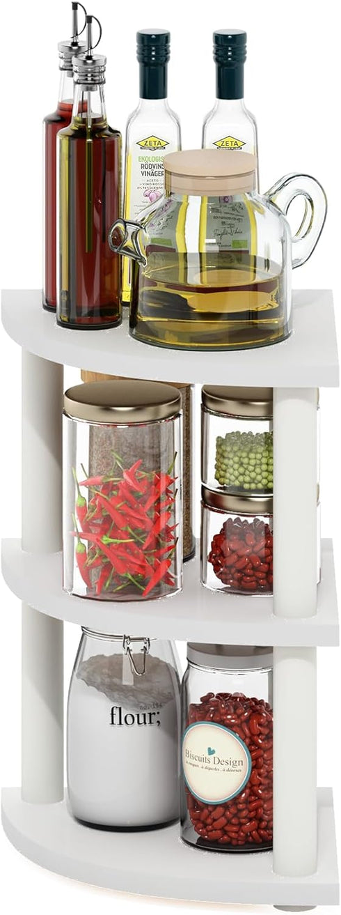 Countertop 3-Tier Countertop Furinno Turn-N-Tube Kitchen Organizer, Corner Organizer Shelf, Corner Shelf, for Kitchen