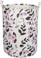 UUJOLY Collapsible Laundry Basket, Waterproof Round Cotton Linen Hamper - 19.7x15.7 inches, Purple