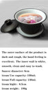 Gaiwan Teacup Kungfu Tea Bowl 4oz/130ml Zisha Red Clay with Sancai Saucers (Black White)