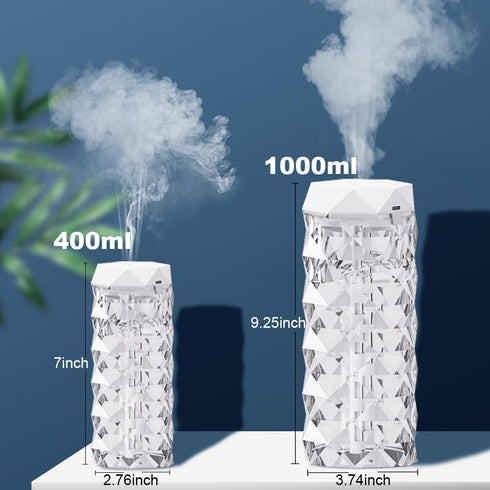 USB Desktop Crystal Humidifier 1000ml - No Noise with 7 Colors LED Night Light for Home, Office, Bedroom, Babies Room