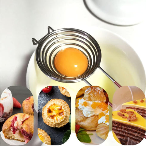 yuntop 1 Pack Stainless Steel Yolk White Separator Tool Long Handled Egg White Separator, Egg Separator for Baking