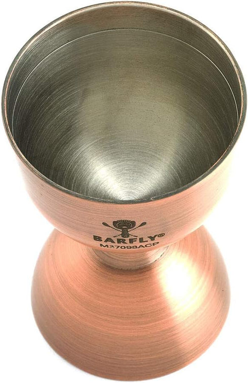 Barfly M37098ACP Heavy-Duty Straight Rim Bell Jigger, 25 ml x 50 ml, Antique Copper