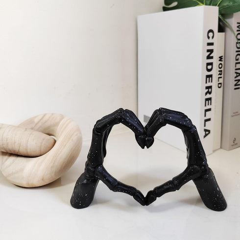 Skeleton Hands Statue,Heart Hands Sculpture,Hand Gesture Desk Statues Love Ornaments,Heart Shape Finger Gesture
