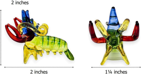 2" ChangThai Design Tiny Green Red Blue Shrimp Prawn Lobster - Miniature Hand Blown Glass Sea Animal Fish Marine