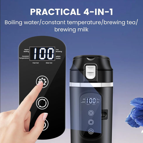 12V/24V 400ml 304 100 DC Car Travel Electric Kettle, Car Heating Mug with Anti-Spill Lid, Leak-proof, Stainless Steel