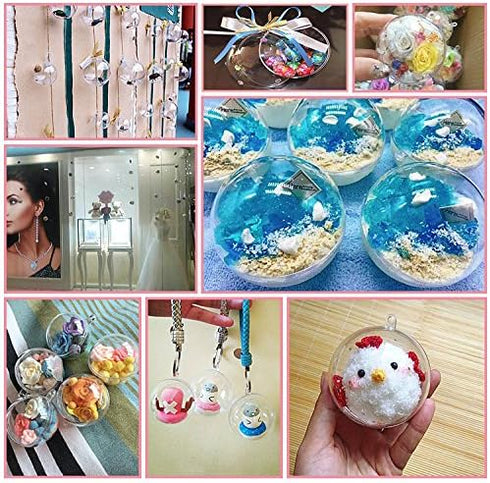 25 Set 50 Pieces Christmas Clear Plastic Fillable Ornaments, DIY Bath Bomb Mold, Acrylic Balls for Wedding Party Decor