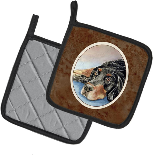 Caroline's Treasures 7062PTHD Gordon Setter Waiting on Mom Pot Holders Set, 7 1/2 x 7 1/2