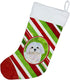 Caroline's Treasures SS4551-CS Maltese Candy Cane Holiday Christmas Stocking, Fireplace Hanging Decor