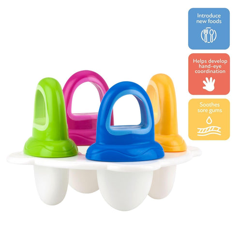 Nuby Popsicles Molds, 1 Pack, 4 Handle, Garden Fresh Fruitsicle Frozen Pop Tray