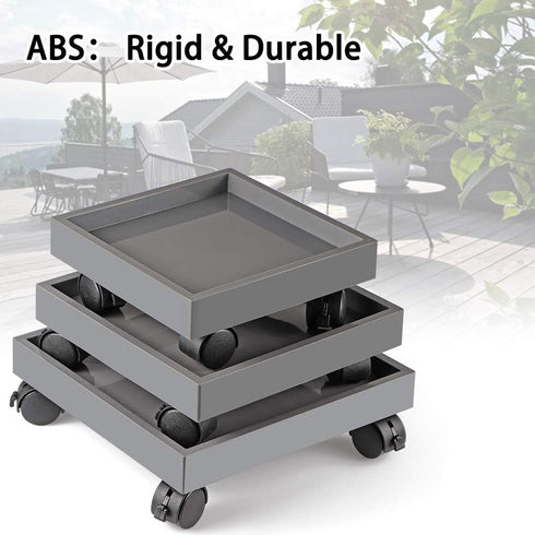 Skelang Set 3 Square Plant Caddy, Wheeled Planter Trays, ABS Plant Pallet, Heavy Duty Plants Dolly Saucer for Moving