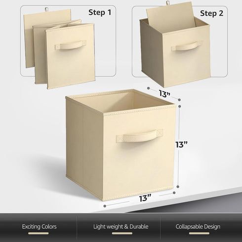 Sorbus 13 Inch Storage Bins - 8 Sturdy Collapsible Fabric Baskets with Handle for Organizing Clothes, Toys, Books