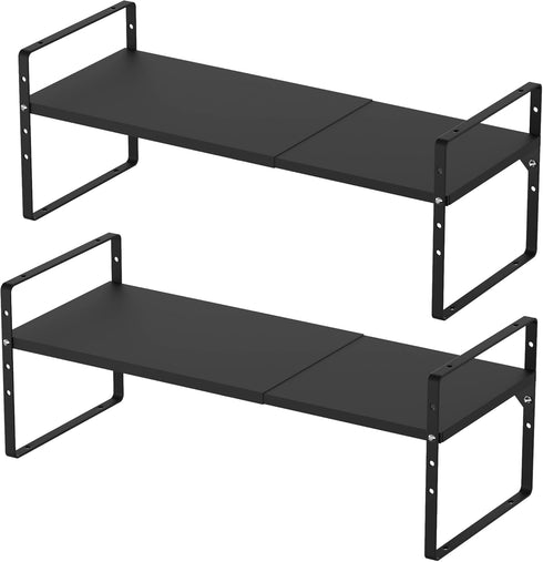 Counter 2 Pack iPEGTOP Expandable Cabinet Storage Shelf Organizer Rack, Heavy Duty Steel Metal Spice Rack Adjustable
