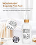 3 oz Pump Mouthwash Dispenser with Bathroom Cup Holder, Glass Mouthwash Container, Mouth Wash Bottle Decanter, Small PC