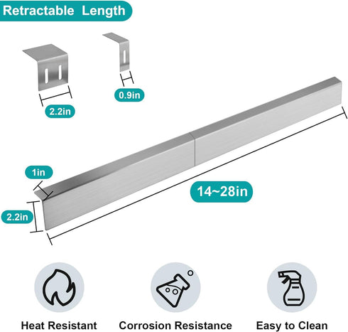 15.7" - 28" Stainless Steel Stove Gap Filler, Slide-in Range Rear Filler Kit, Backsplash for Most Brand Kitchen Stoves