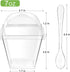 50 Pack 7 oz Zezzxu Square Dessert Cups with Dome Lids and Spoons, Plastic Pudding Cups with Lids Mini Parfait Shooter
