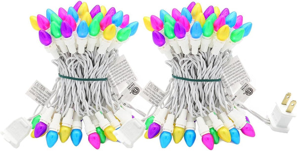 Easter String Lights, Multi Color Pastel Christmas Lights with White Wire, 2