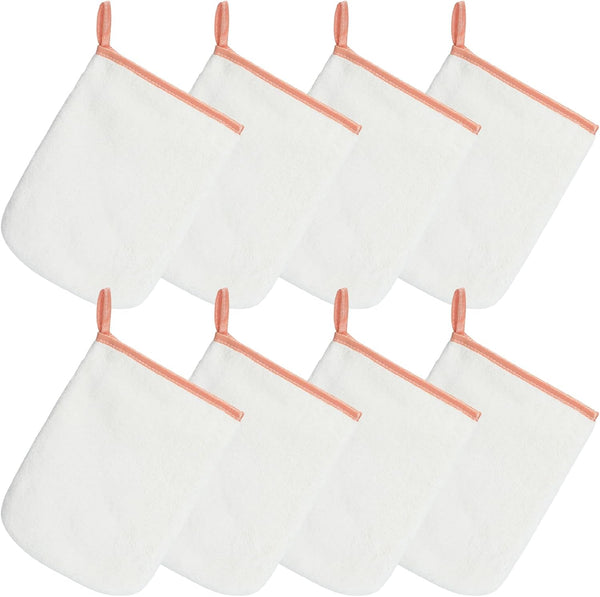 PHOGARY 8 Pack Microfiber Wash Mitts for Face Body, Super Soft Absorbent Coral