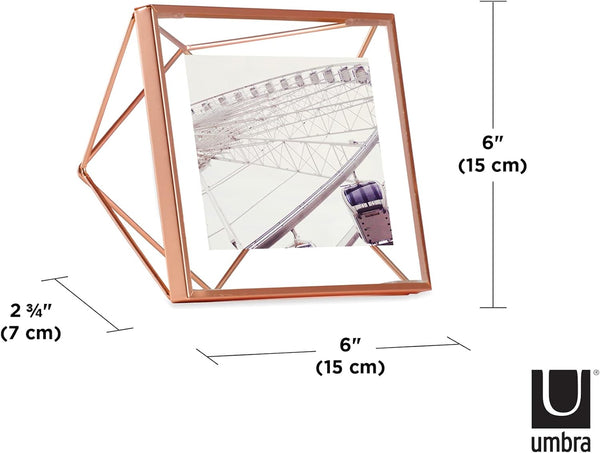 Umbra Prisma Picture Frame, 4 x 4 Photo Display for Desk or Wall, Copper