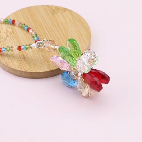 SING F LTD Multicolour Flower Suncatcher Crystal Hanging Ornament for Car Rear View Mirror, 15cm/5.9 Inch Length