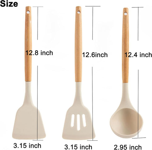 Silicone Kitchen Utensils Set, Heat Resistant Nonstick Cooking Utensils Set (Black)