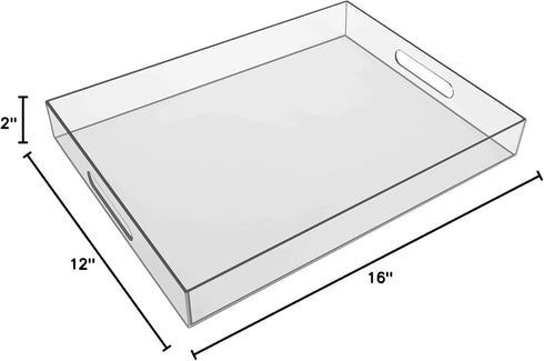 Decorative,16" 12" Countertop,Large Sooyee Clear Acrylic Tray x Plastic Serving Trays for Coffee