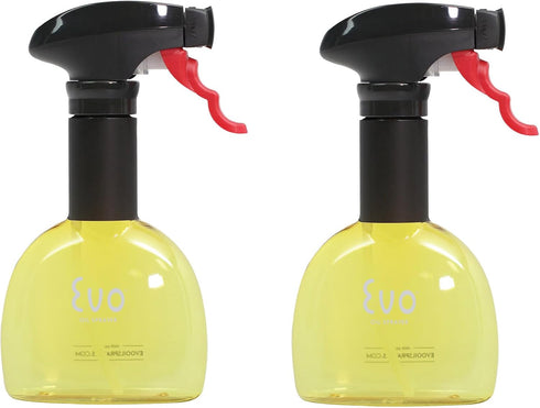 Evo Oil Sprayer Minis, Non-Aerosol for Olive, Cooking Oils, and Vinegars, Yellow, 8-Ounce Capacity, Set of 2