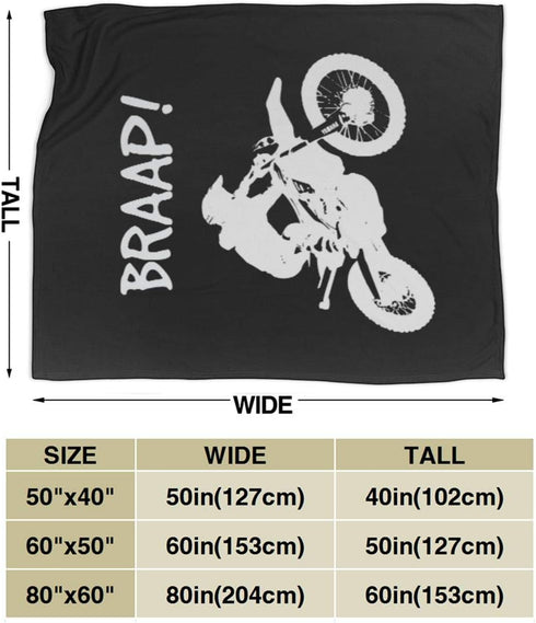 Dirt Bike - Motocross Fleece Blanket Throw - Super Soft Cozy Lightweight Blanket for Living Room/Bedroom
