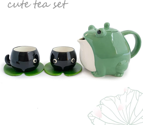 set, Set Frog teapot Teacup, frog tea cute teapot gift, Tea Service Ceramic Tea Pot Send exquisite frog stickers