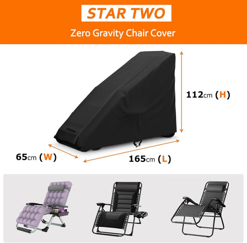 STARTWO Zero Gravity Chair Cover Outdoor Waterproof Folding Lounge Armchair Cover for Zero Gravity Chair with Storage