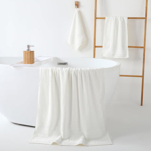 8 Set 100% Set 2 2 4 600 Sets, REDKISS Piece Off White Towels - Cotton Towels with Large Bath Towels, Hand, Washcloths
