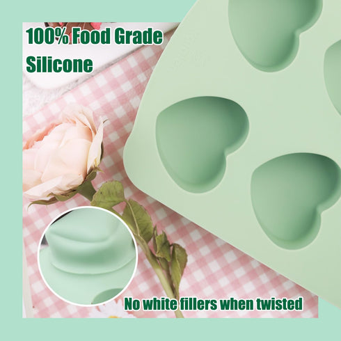 Silicone Heart Molds, 2 Pack Mini Cake Pan for Muffins, Ice Cubes, Chocolate Bombs, and Cupcakes