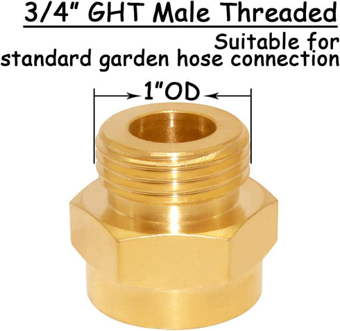 1.125" 3/4" Uenede Garden Hose Bib Adapter, Measure Diameter Female Fine Thread to Standard GHT Male Thread, Compatible