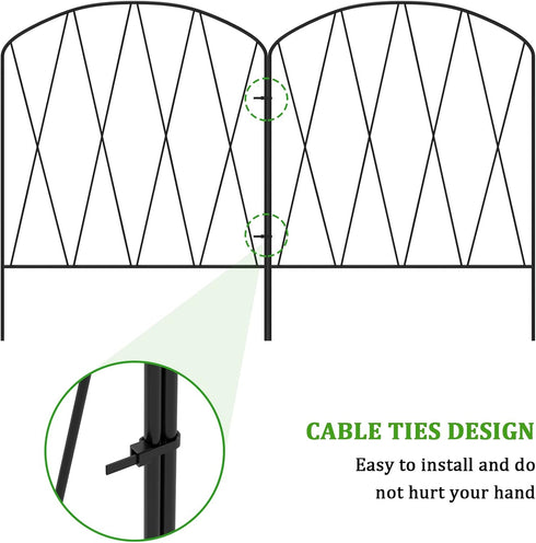YBING 10 Pack Decorative Garden Fence, 11Ft (L) x 16in (H) Rustproof Arched Metal Border for Flower Bed Landscape