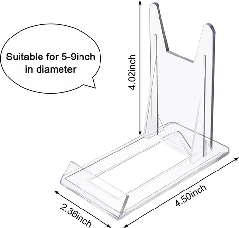 WANDIC Acrylic Plate Stands, 10 Pcs Mini Clear Plastic Display Holders Adjustable Picture Plate Easels Stands to Display Flat Plates, Photos, Place Cards