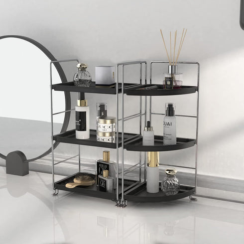 3-Tier Countertop Counter-Kitchen Corner Bathroom Sink Organizer Storage Shelf Stackable Organizer for Cosmetics