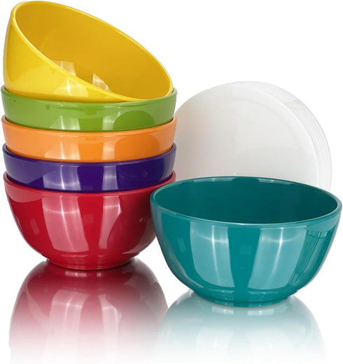 Set of 6 100% Melamine 28oz Salad Bowls, 6 inch Round Dinnerware for Home Dinner Party or Picnic, Break-resistant