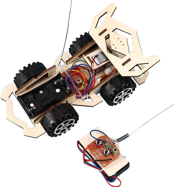 Wooden Wireless Remote Control Racing Car Kit F4, Science Experiment Kit for Youth Age, Robotic Stem Project