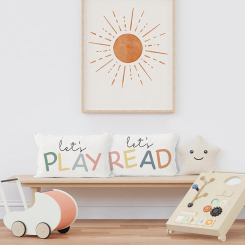 12 20 Set 2 HIWX Kids Playroom Decor, Classroom Throw Pillows Cover,Let's Read Play Decorative x Throw Pillow
