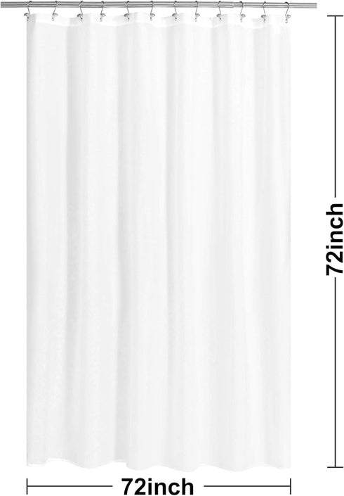N&Y HOME Fabric Shower Curtain or Liner with Magnets, Soft Cloth Machine Washable Shower Liner, White, 72x72