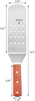 New Star Foodservice 36312 Flexible Grill Turner/Spatula, Wood Handle, 14.5-Inch, Perforated