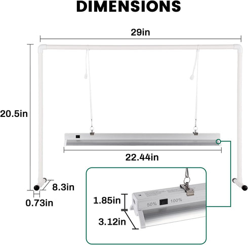 2 iPower Feet LED Grow Light Stand Natural White Full Spectrum for Indoor Plant Starting Seeds and Propagating
